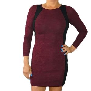 Bar III Purple Black BodyCon Dress Size Small Long Sleeve